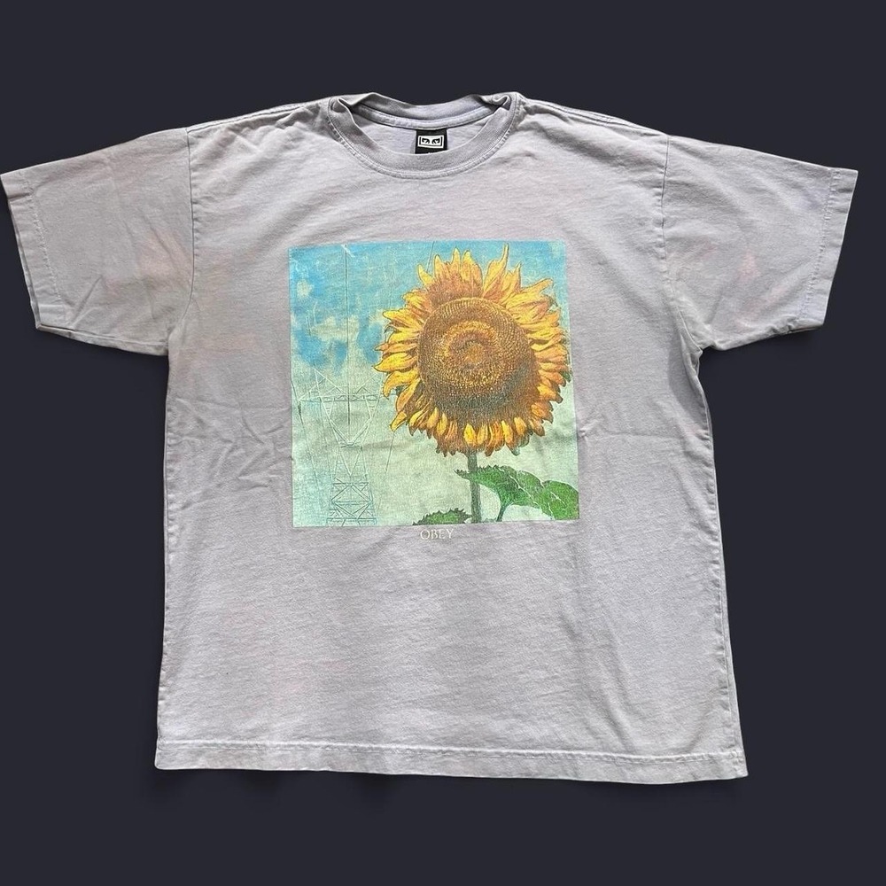 Obey Heavyweight Short Sleeve T-Shirt Flower Spring Skate Made In Mexico